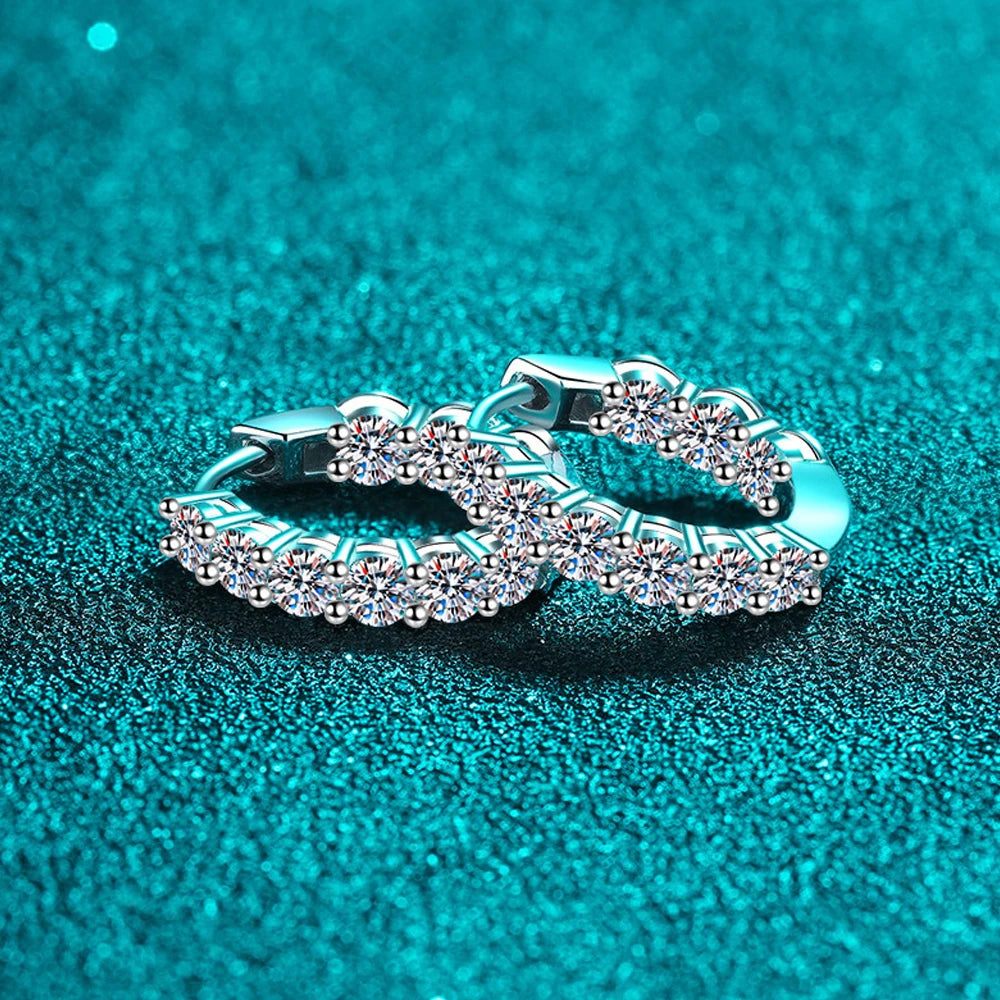 Hoop Earrings — Moissanite, 925 Silver, detail view