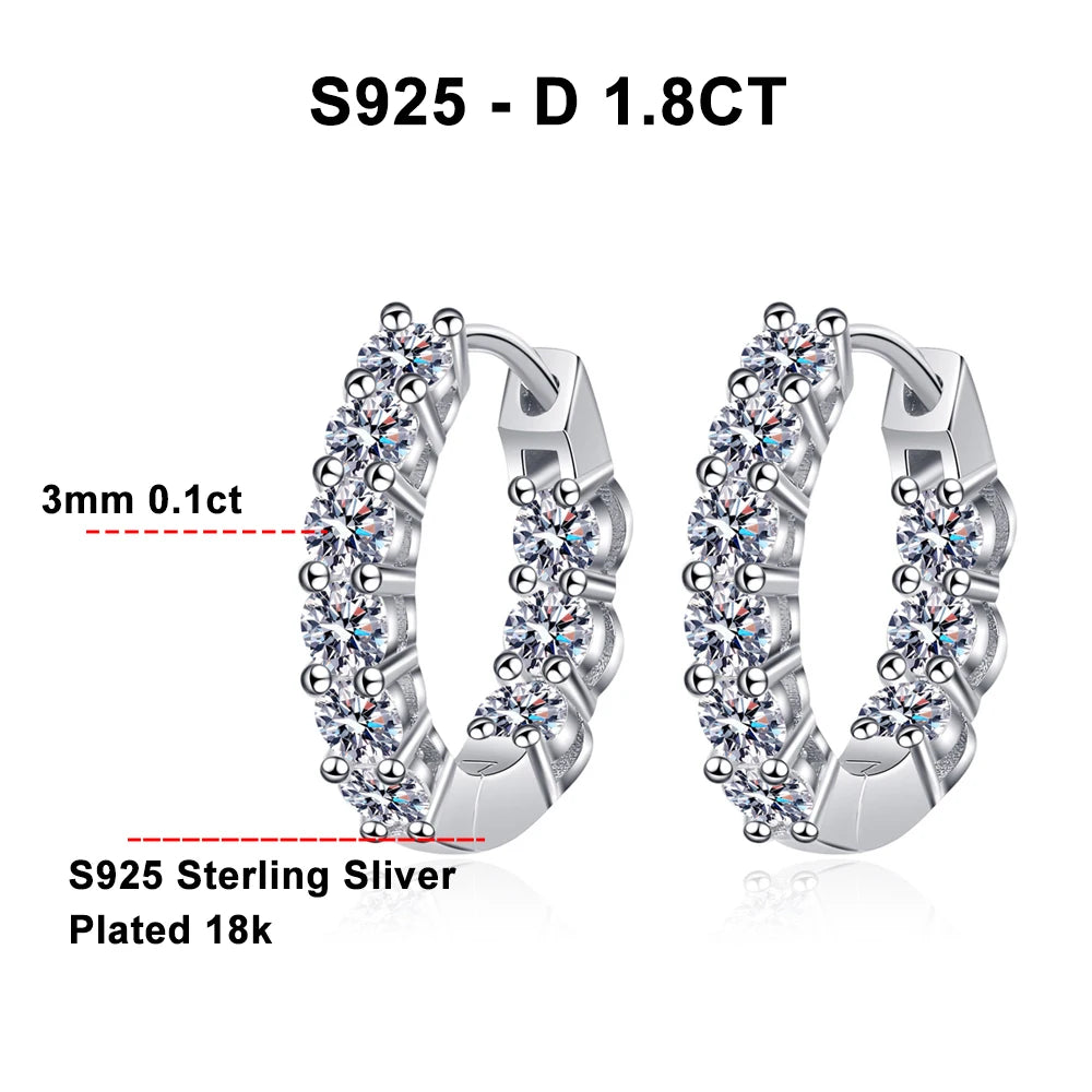 Hoop Earrings — Moissanite, 925 Silver, detail view