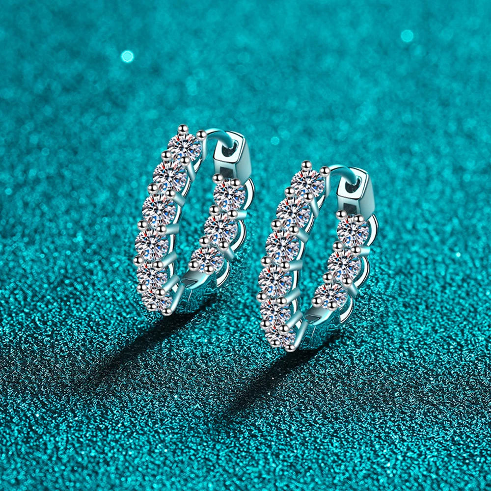 Hoop Earrings — Moissanite, 925 Silver, detail view
