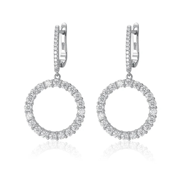 Pendant Drop Earrings — Moissanite, 925 Silver, detail view