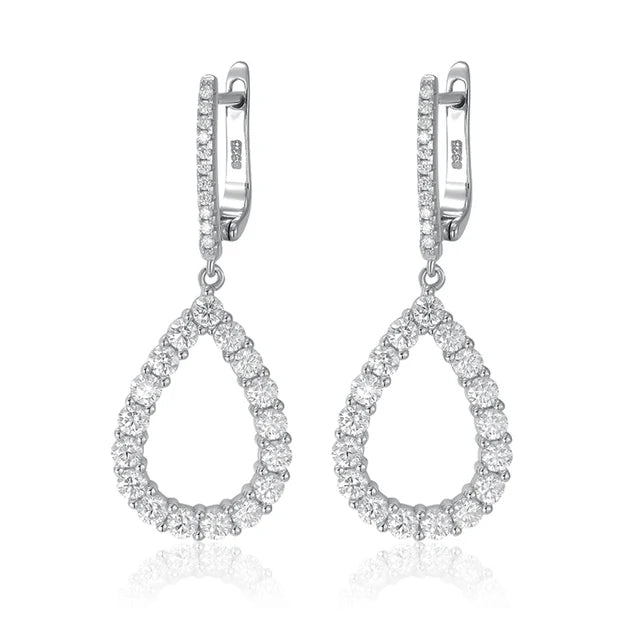 Pendant Drop Earrings — Moissanite, 925 Silver, detail view