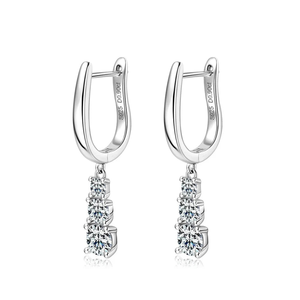 Drop Pendant Earrings — Moissanite, 925 Silver, detail view