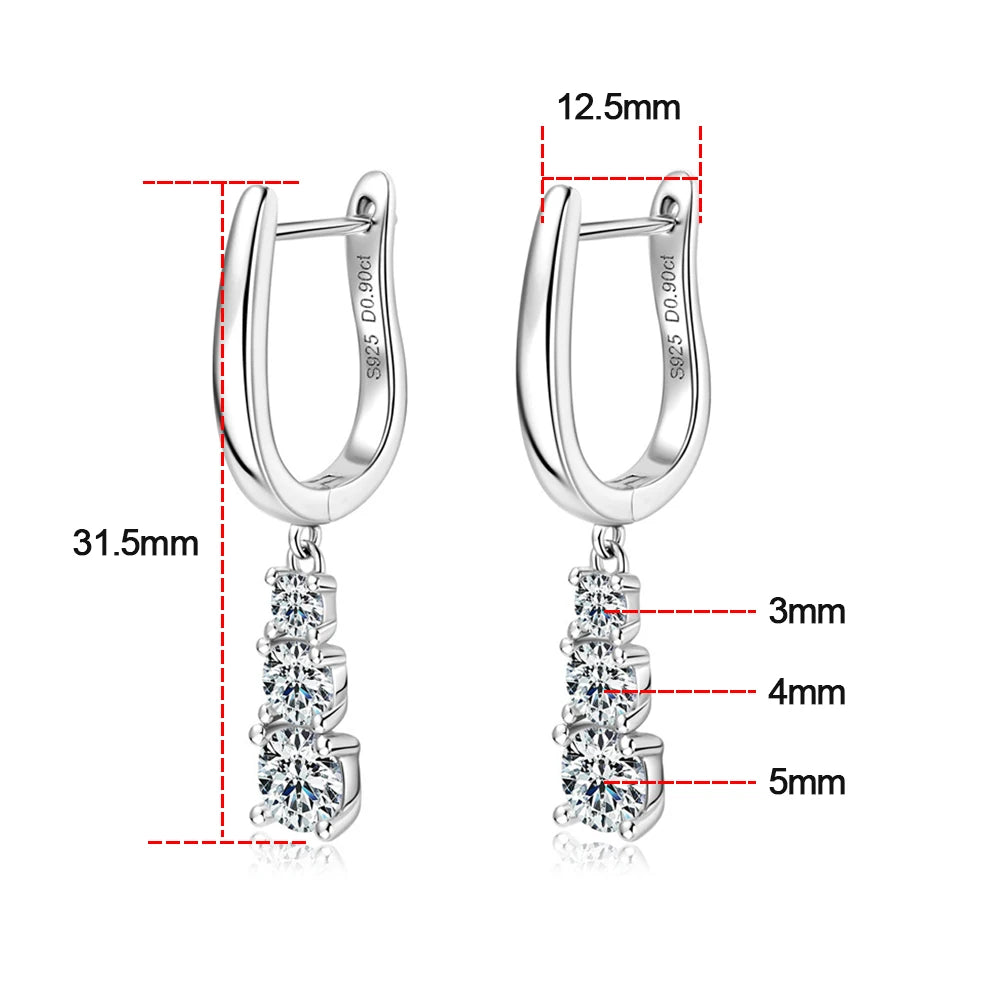 Drop Pendant Earrings — Moissanite, 925 Silver, detail view