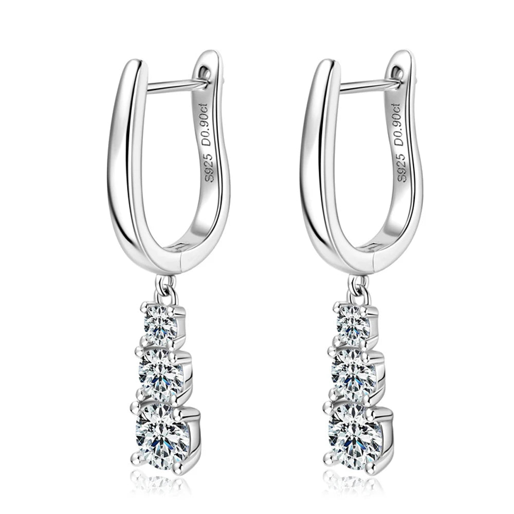 Pendant Earrings — Moissanite, 925 Silver, detail view