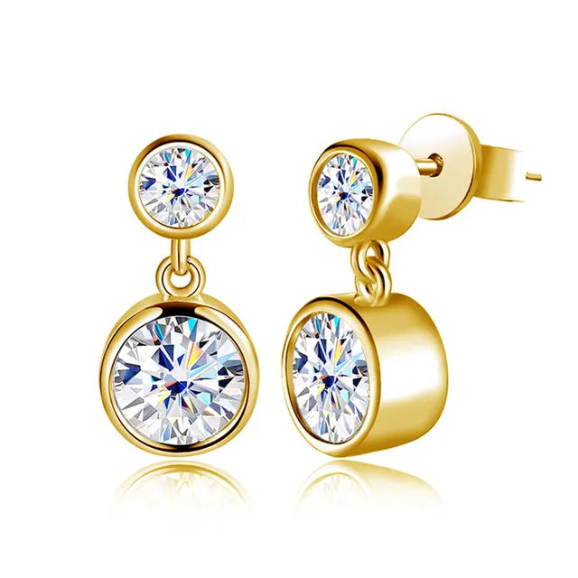 Drop Earrings — Moissanite, 925 Silver, detail view