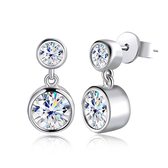Drop Earrings — Moissanite, 925 Silver, detail view