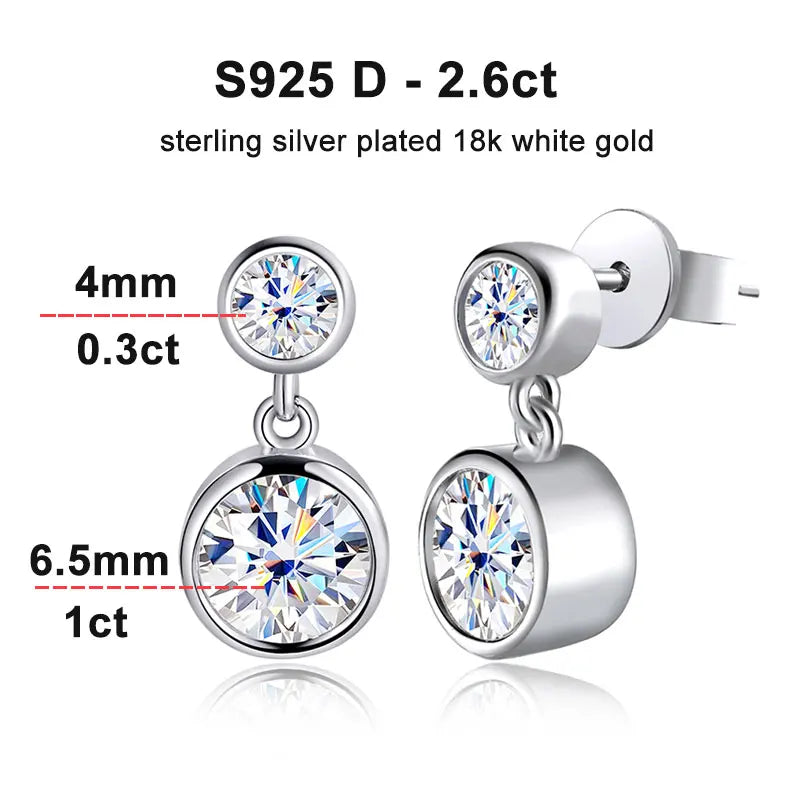 Drop Earrings — Moissanite, 925 Silver, detail view