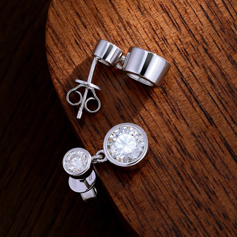 Drop Earrings — Moissanite, 925 Silver, detail view