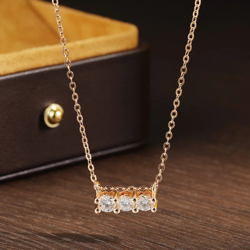 Round Pendant Necklace — 4mm Moissanite, 925 Silver, detail view