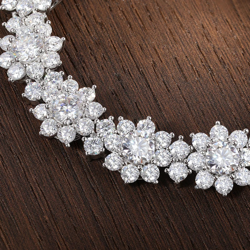 Sunflower Tennis Bracelet — Moissanite, 925 Silver, detail view