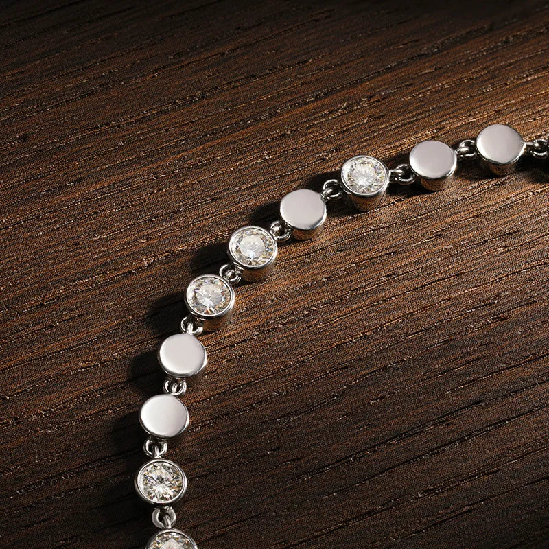 Bubble Tennis Bracelet — Moissanite, 925 Silver, Adjustable, detail view