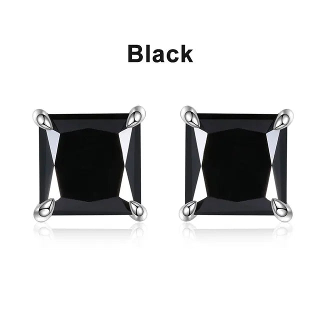 Princess-Cut Earrings — Moissanite, 925 Silver, detail view