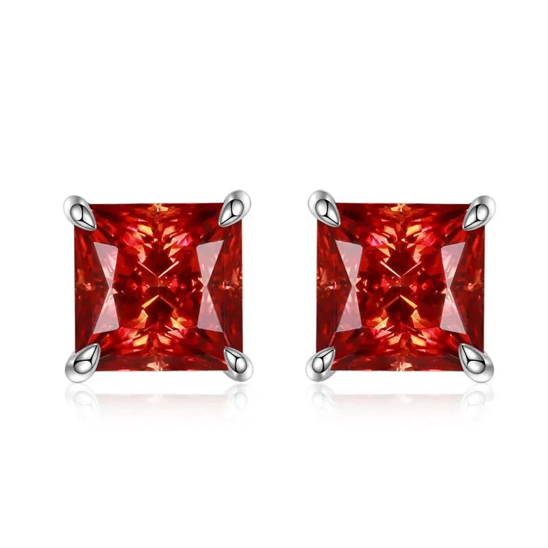 Princess-Cut Earrings — Moissanite, 925 Silver, detail view