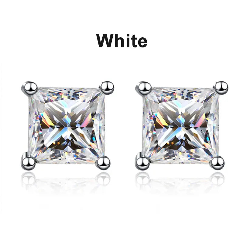 Princess-Cut Earrings — Moissanite, 925 Silver, detail view