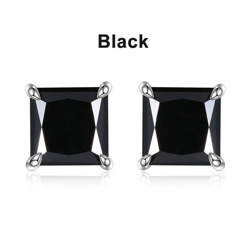 Princess-Cut Earrings — Moissanite, 925 Silver, detail view