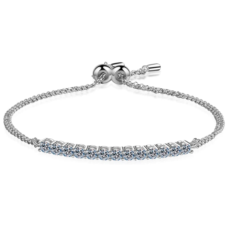 Round-Cut Bracelet — Moissanite, 925 Silver, detail view