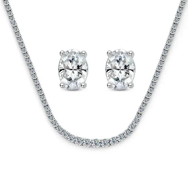 Tennis Necklace — Moissanite & Zirconia Options, 925 Silver, detail view