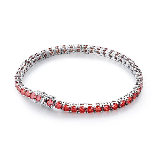 Tennis Bracelet — Round Moissanite, 925 Silver, detail view