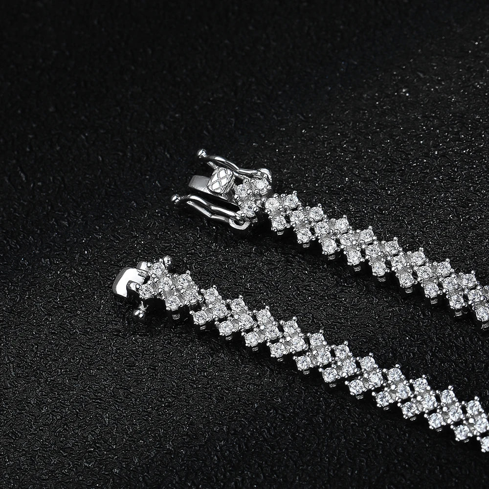 Tennis Bracelet — Moissanite & Zirconia Options, 925 Silver, detail view