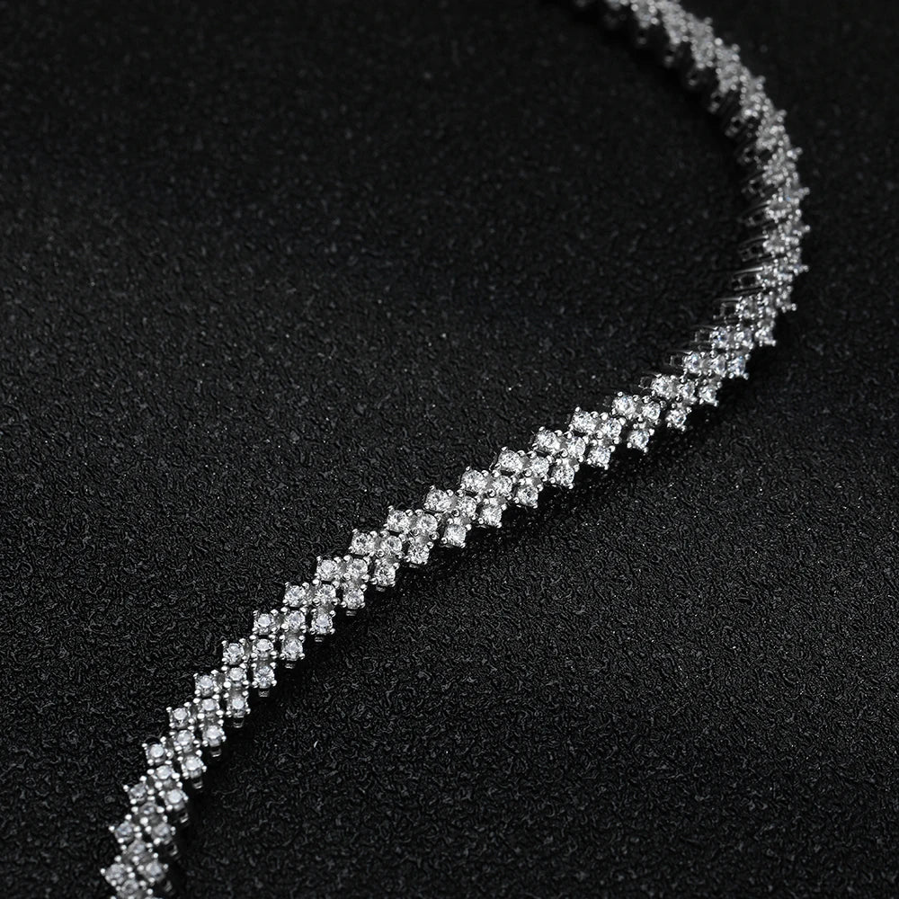 Tennis Bracelet — Moissanite & Zirconia Options, 925 Silver, detail view