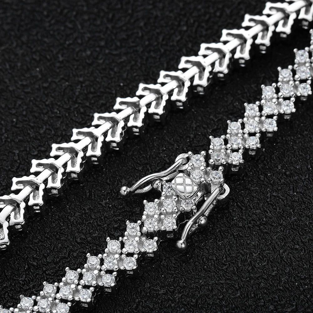 Tennis Bracelet — Moissanite & Zirconia Options, 925 Silver, detail view