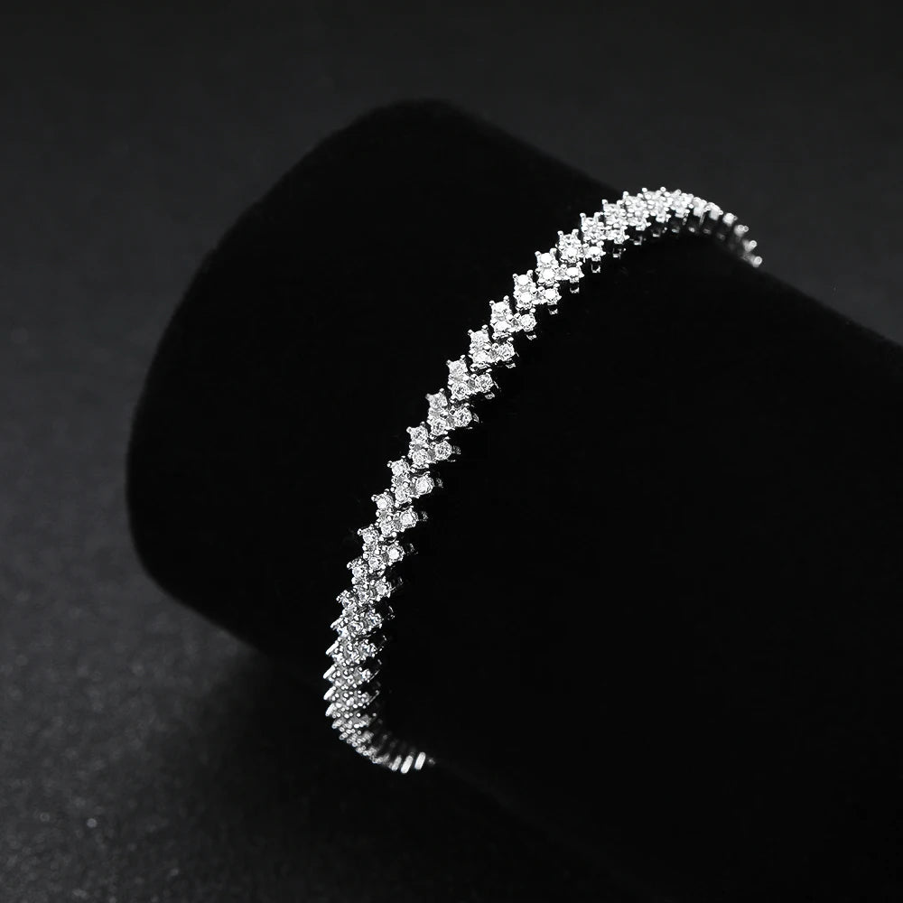 Tennis Bracelet — Moissanite & Zirconia Options, 925 Silver, detail view