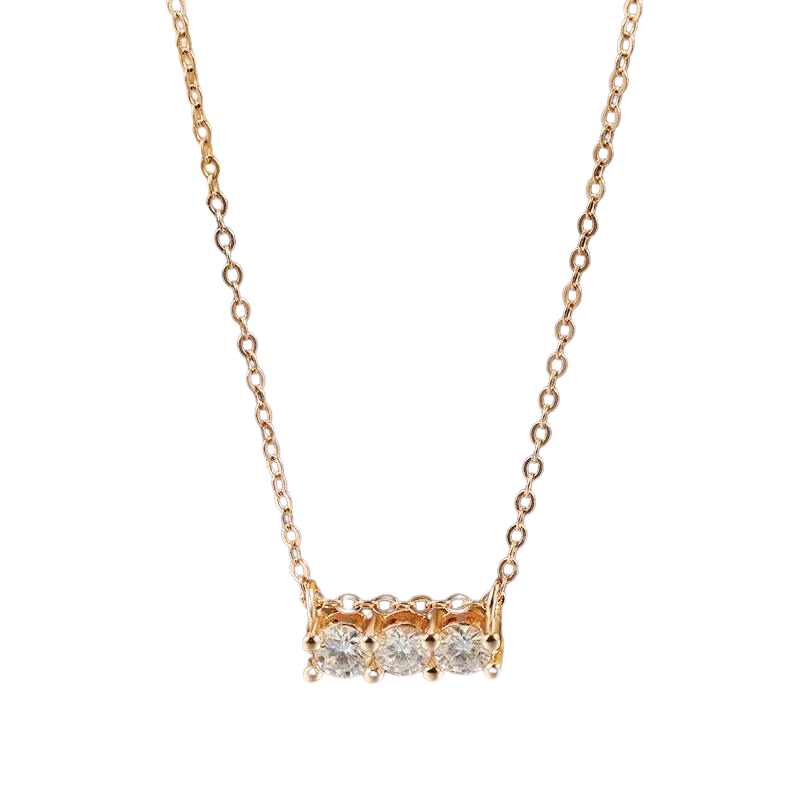 Round Pendant Necklace — 4mm Moissanite, 925 Silver, detail view