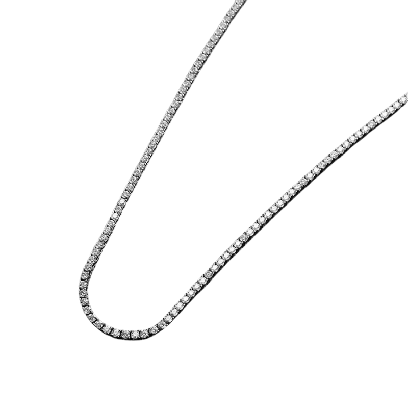 Slim Tennis Necklace — 2.5mm Moissanite, 925 Silver, detail view