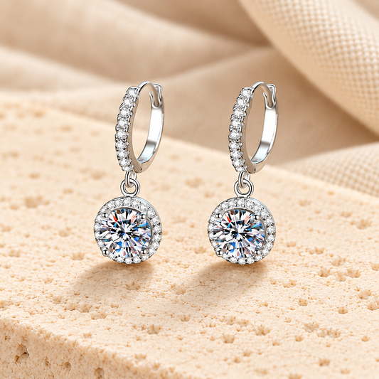 Loop Earrings — 1ct Moissanite, 925 Silver