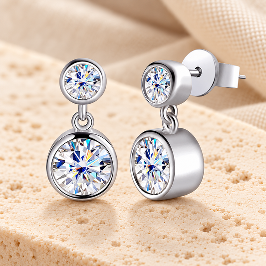 Drop Earrings — Moissanite, 925 Silver