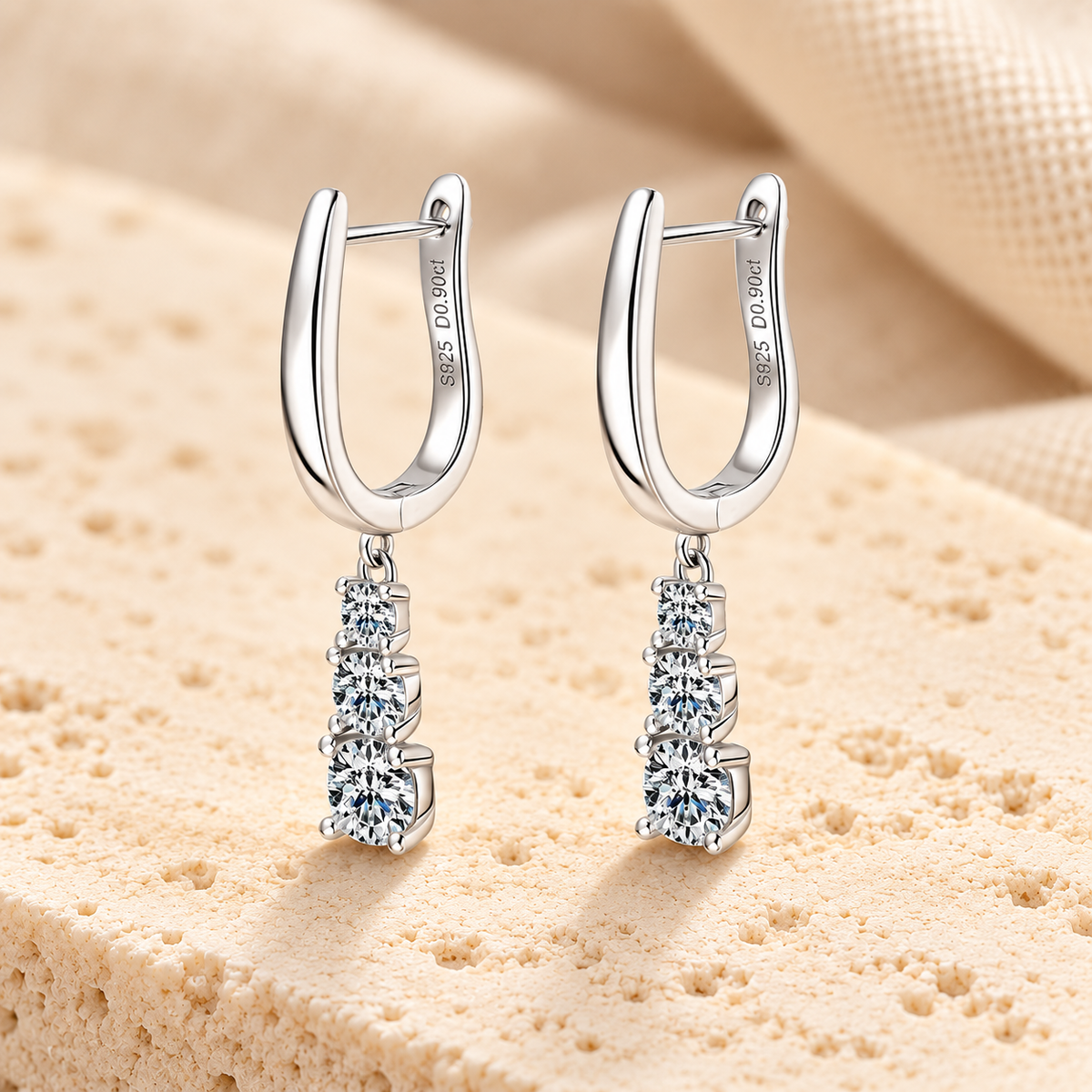 Drop Pendant Earrings — Moissanite, 925 Silver