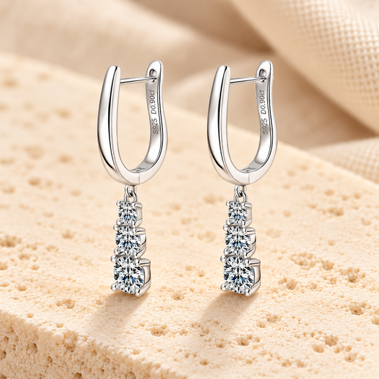 Drop Pendant Earrings — Moissanite, 925 Silver