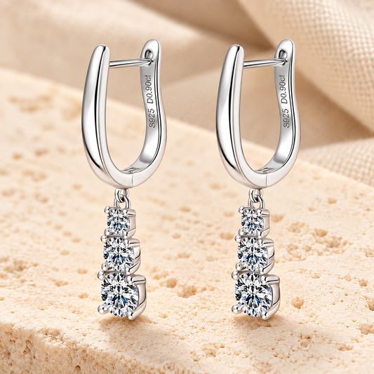 Pendant Earrings — Moissanite, 925 Silver