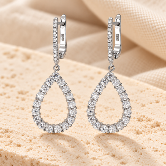 Pendant Drop Earrings — Moissanite, 925 Silver