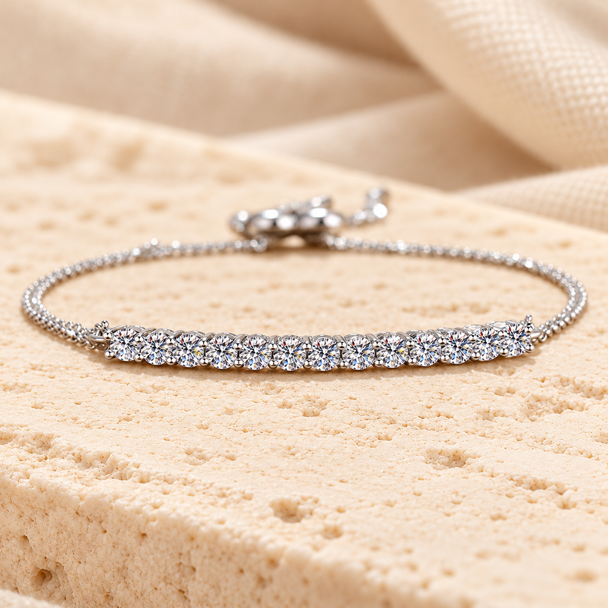 Round-Cut Bracelet — Moissanite, 925 Silver