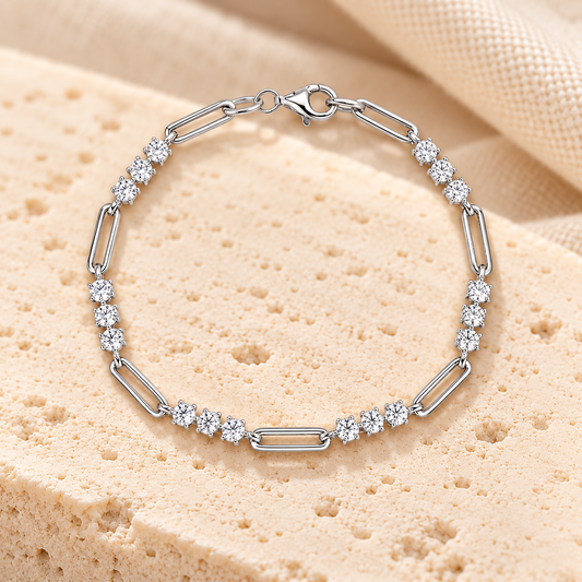 Round Moissanite Bracelet — 925 Silver