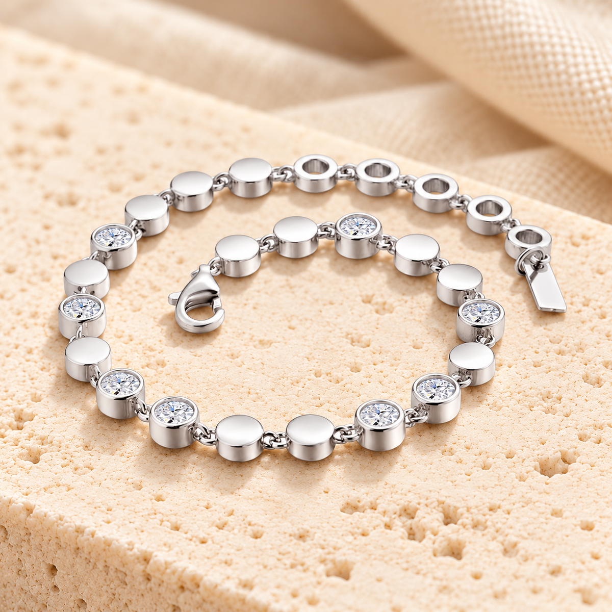 Bubble Tennis Bracelet — Moissanite, 925 Silver, Adjustable