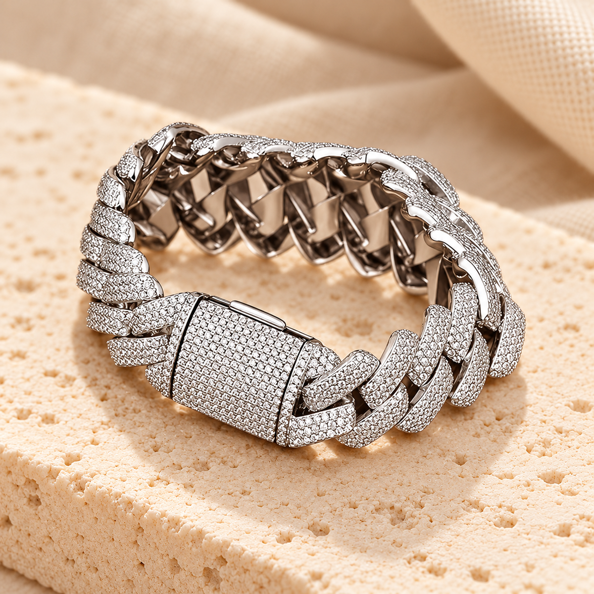 Cuban Link Bracelet — Moissanite & Zirconia Options, 925 Silver