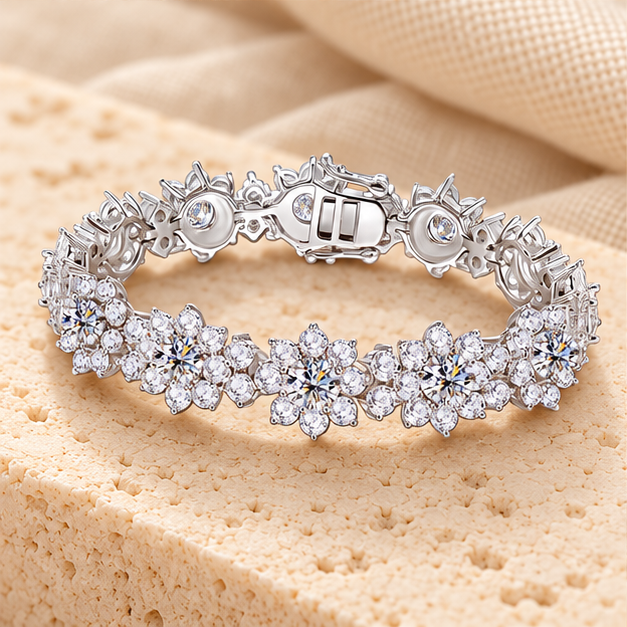 Sunflower Tennis Bracelet — Moissanite, 925 Silver