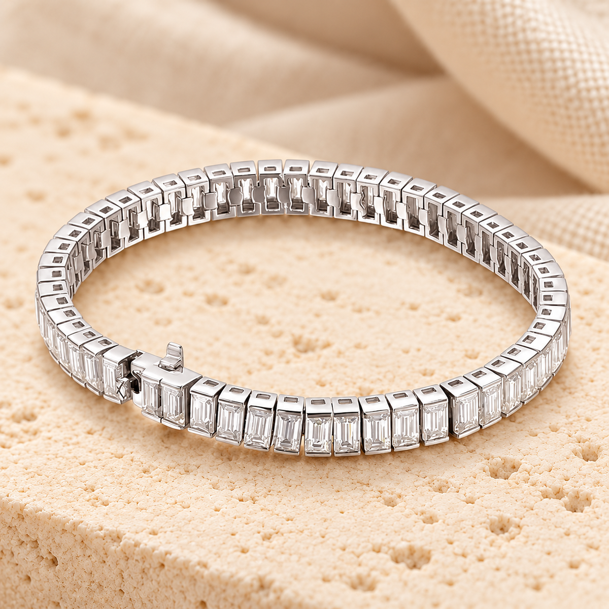 Emerald-Cut Tennis Bracelet — Moissanite, 925 Silver