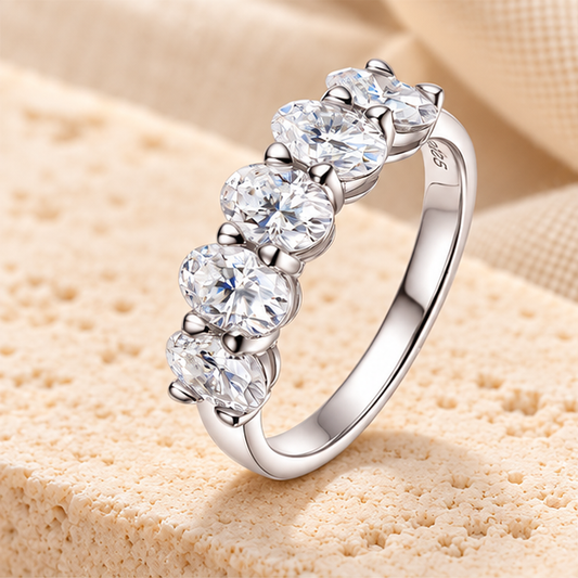 Oval Solitaire Ring — Moissanite, 925 Silver