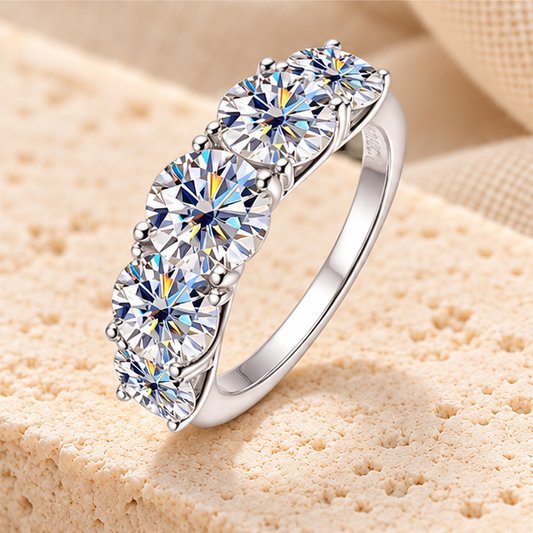 Sparkling Ring — Moissanite, 925 Silver, Rhodium Plated