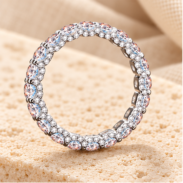 Moissanite Accent Ring — 925 Silver
