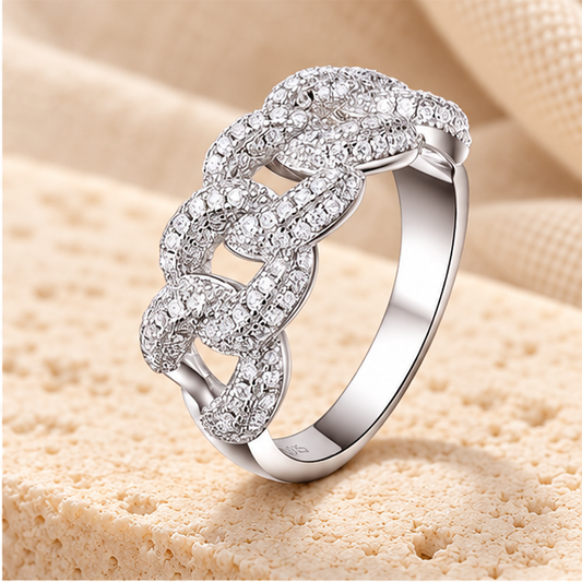 Cuban Link Ring — Moissanite, 925 Silver