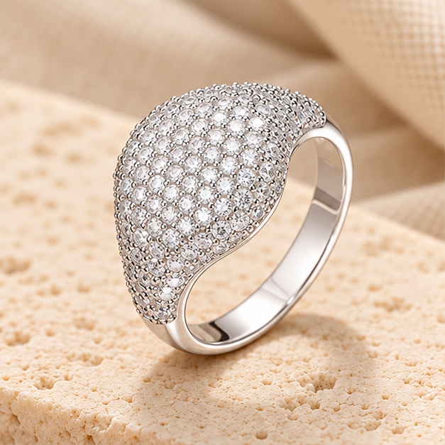 Moissanite Ring — 925 Silver, 18K Gold Plated