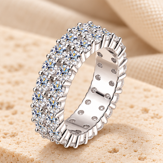 Statement Band Ring — Moissanite, 925 Silver