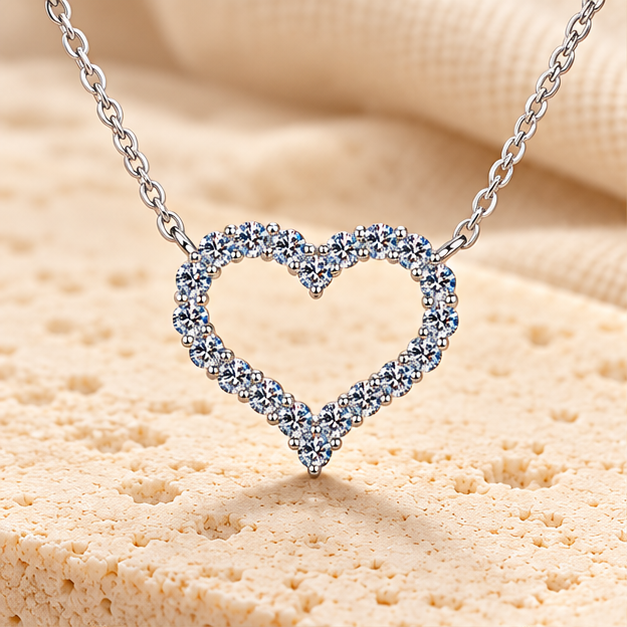 Heart Pendant Necklace — Moissanite & Zirconia Options, 925 Silver