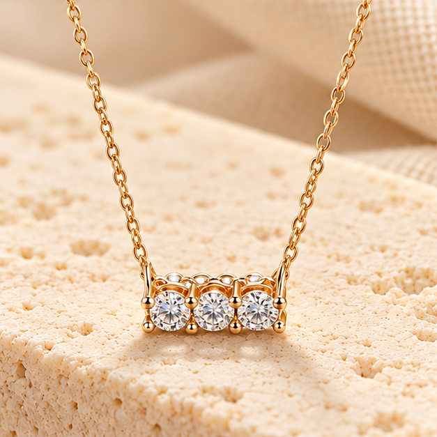 Round Pendant Necklace — 4mm Moissanite, 925 Silver