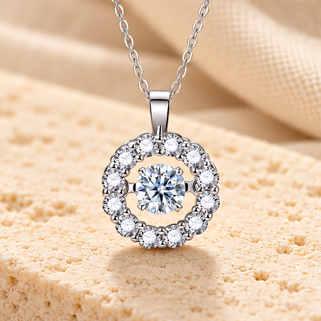 Round Pendant Necklace — 5mm / 6.5mm Moissanite, 925 Silver