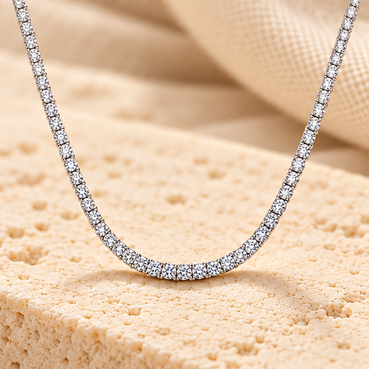 Tennis Necklace — Moissanite & Zirconia Options, 925 Silver